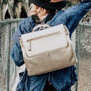 Kelly Moore x A Beautiful Mess Camera Laptop Diaper Bag in Gold